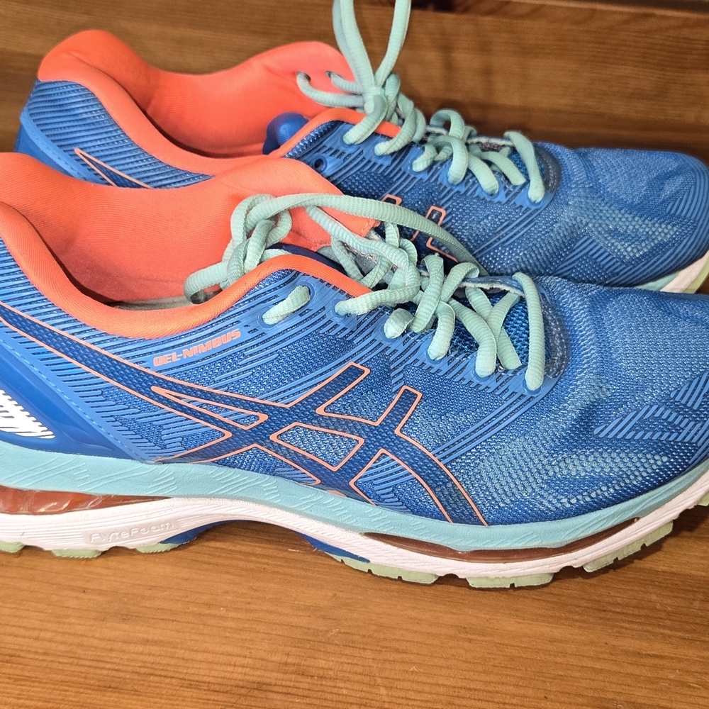 ASICS Women's Blue and Coral Athletic Shoes